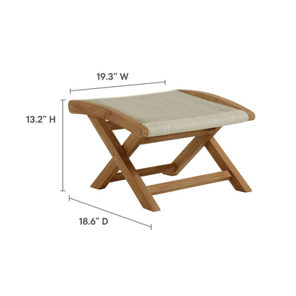 Vienna Outdoor Patio Teak and Rope Folding Ottoman by Furniture For America