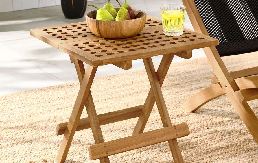 Nova Outdoor Patio Teak Wood Side Table in Natural