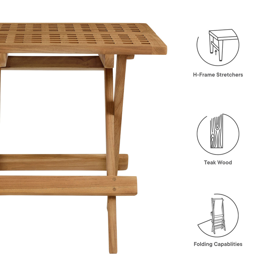 Nova Outdoor Patio Teak Wood Side Table in Natural