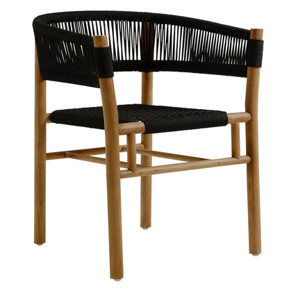 Vienna 7-Piece Outdoor Patio Teak and Rope Dining Set with Curved-Back Armchairs by Furniture For America
