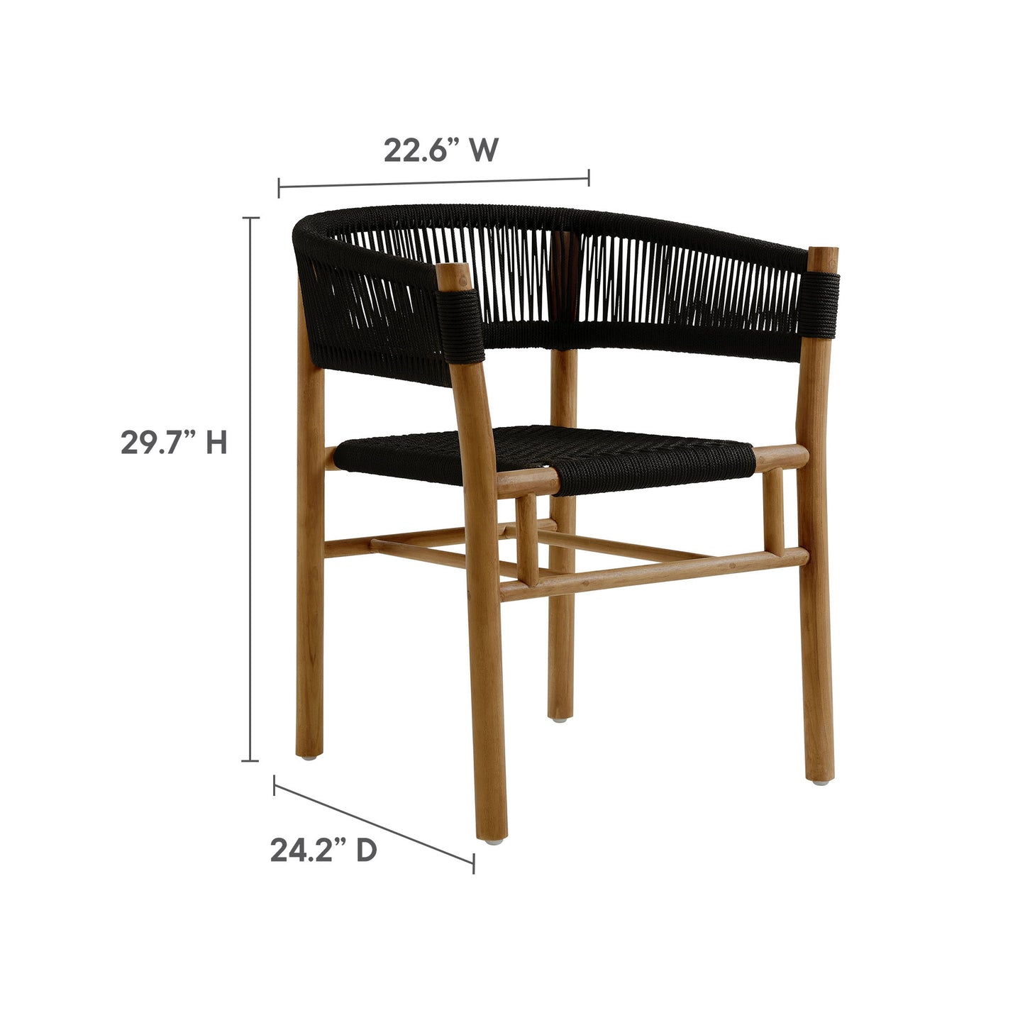 Vienna Outdoor Patio Teak and Rope Curved-Back Dining Armchairs Set of 2 by Furniture For America