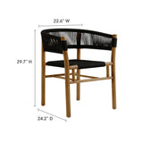 Nova Outdoor Patio Teak and Rope Curved-Back Dining Armchairs Set of 2 in Natural Black