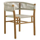 Nova Outdoor Patio Teak and Rope Curved-Back Dining Armchairs Set of 2 in Natural Natural