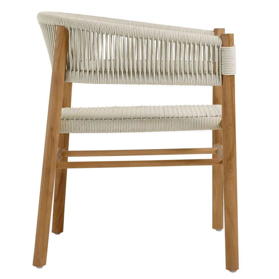 Nova Outdoor Patio Teak and Rope Curved-Back Dining Armchairs Set of 2 in Natural Natural