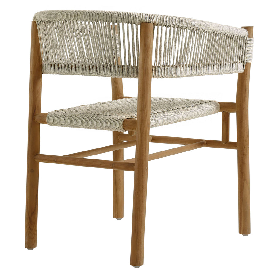 Nova Outdoor Patio Teak and Rope Curved-Back Dining Armchairs Set of 2 in Natural Natural