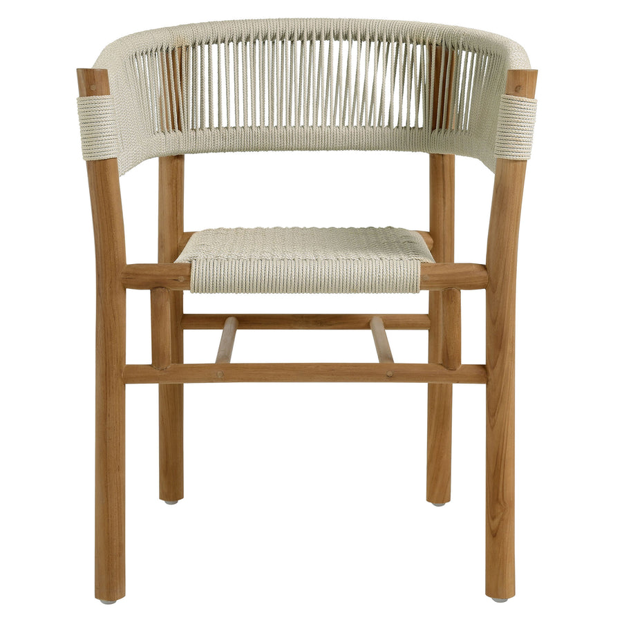 Nova Outdoor Patio Teak and Rope Curved-Back Dining Armchairs Set of 2 in Natural Natural
