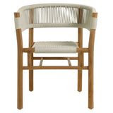 Nova 5-Piece Outdoor Patio Teak and Rope Dining Set with Curved-Back Armchairs in Natural Natural