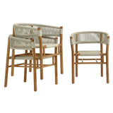 Nova Outdoor Patio Teak and Rope Curved-Back Dining Armchairs Set of 2 in Natural Natural
