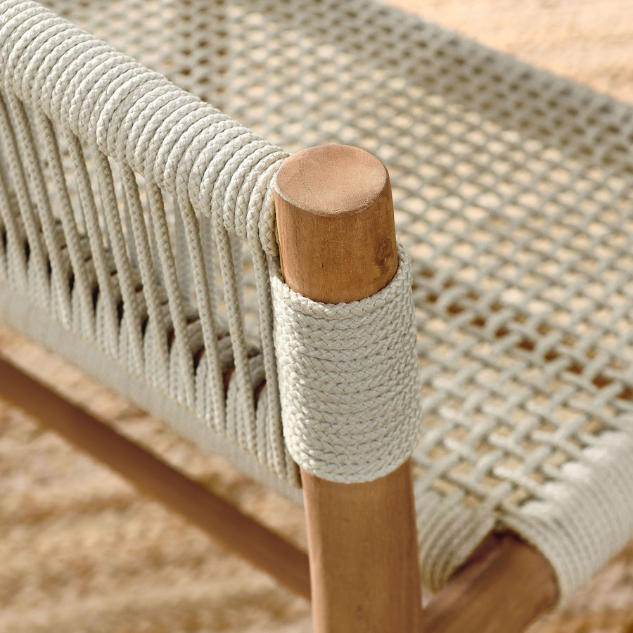 Nova Outdoor Patio Teak and Rope Curved-Back Dining Armchairs Set of 2 in Natural Natural