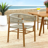 Nova Outdoor Patio Teak and Rope Curved-Back Dining Armchairs Set of 2 in Natural Natural