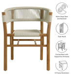 Nova Outdoor Patio Teak and Rope Curved-Back Dining Armchairs Set of 2 in Natural Natural
