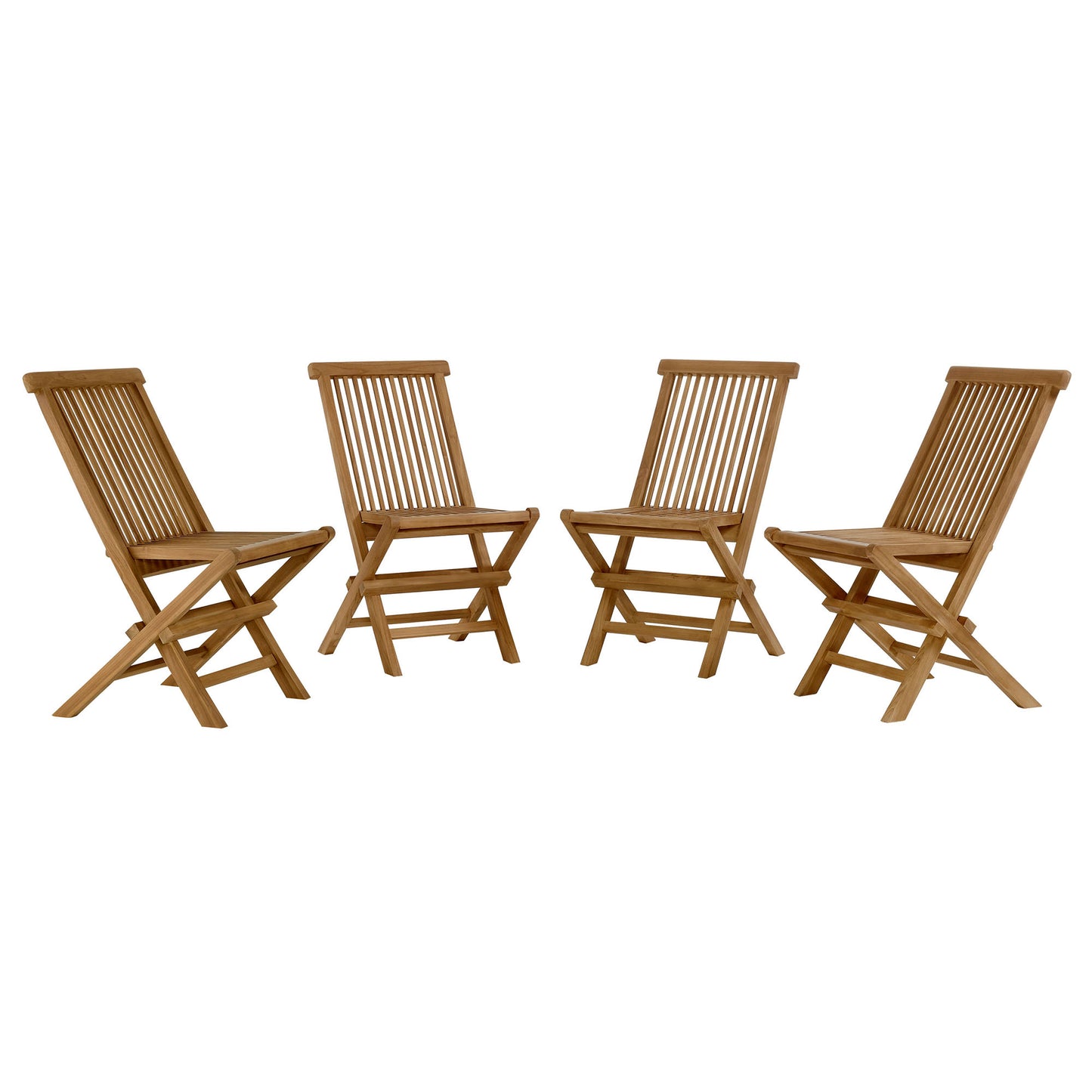 Vienna Outdoor Patio Teak Wood Folding Dining Chairs Set of 4 by Furniture For America
