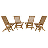 Nova Outdoor Patio Teak Wood Folding Dining Chairs Set of 4 in Natural