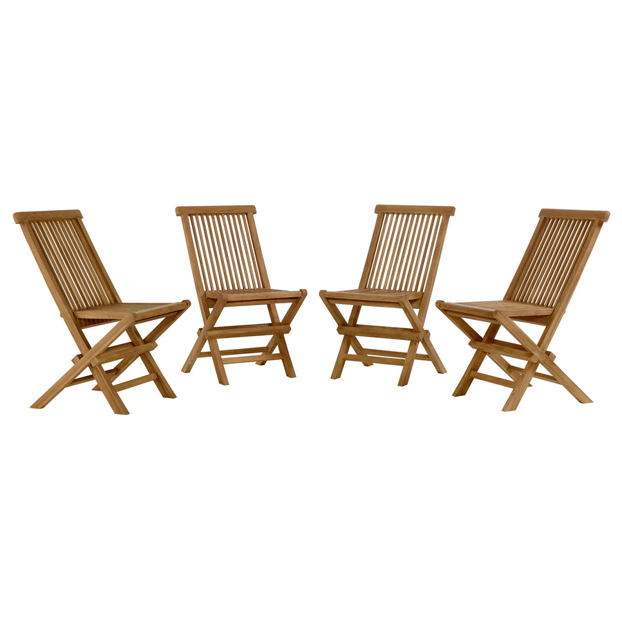 Nova Outdoor Patio Teak Wood Folding Dining Chairs Set of 4 in Natural