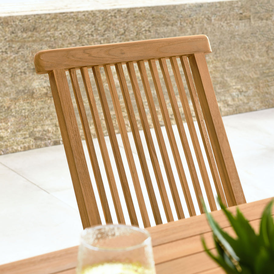 Nova Outdoor Patio Teak Wood Folding Dining Chairs Set of 4 in Natural