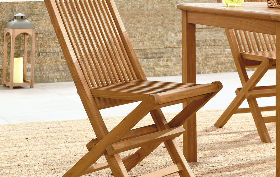Nova Outdoor Patio Teak Wood Folding Dining Chairs Set of 4 in Natural