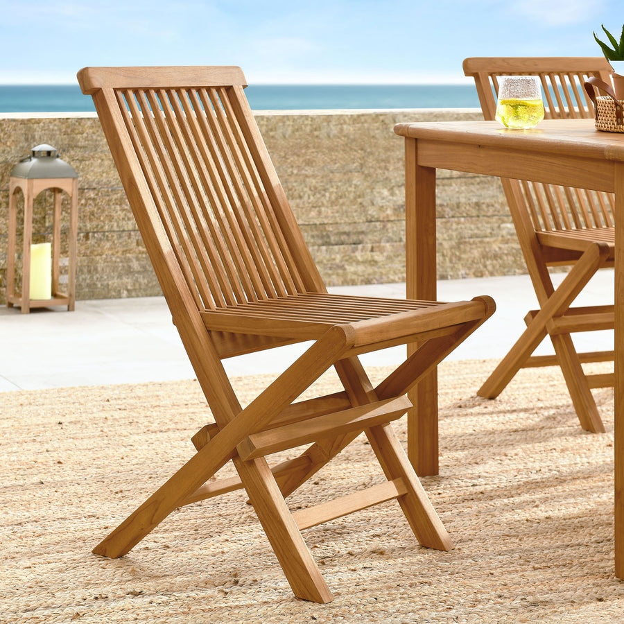Nova Outdoor Patio Teak Wood Folding Dining Chairs Set of 4 in Natural