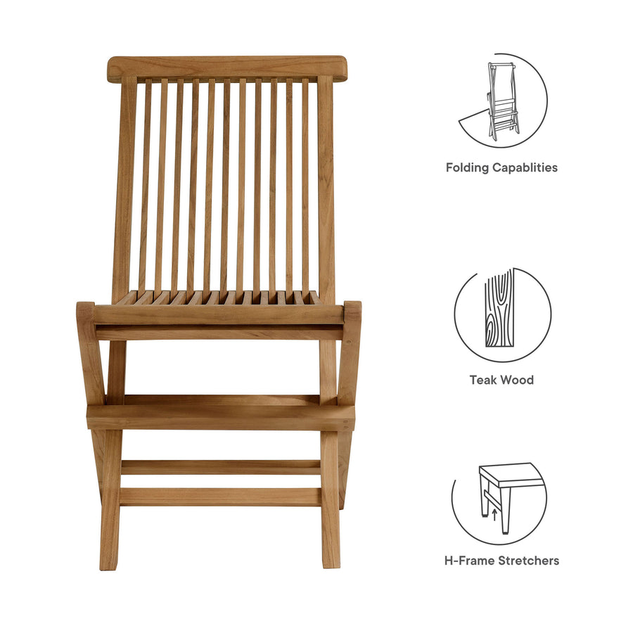 Nova Outdoor Patio Teak Wood Folding Dining Chairs Set of 4 in Natural