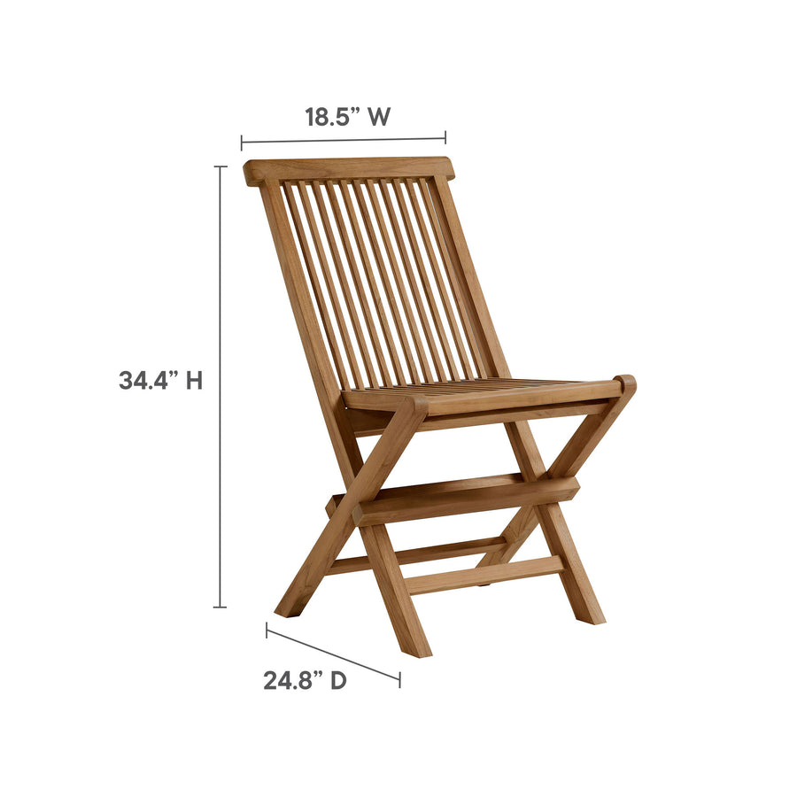 Nova Outdoor Patio Teak Wood Folding Dining Chairs Set of 4 in Natural
