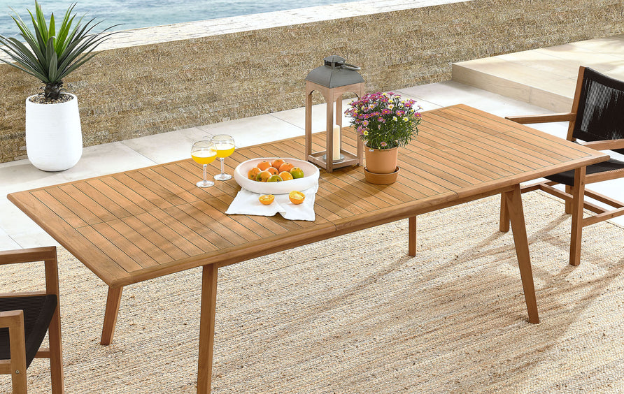 Nova Outdoor Patio Teak Wood Extendable Dining Table in Natural