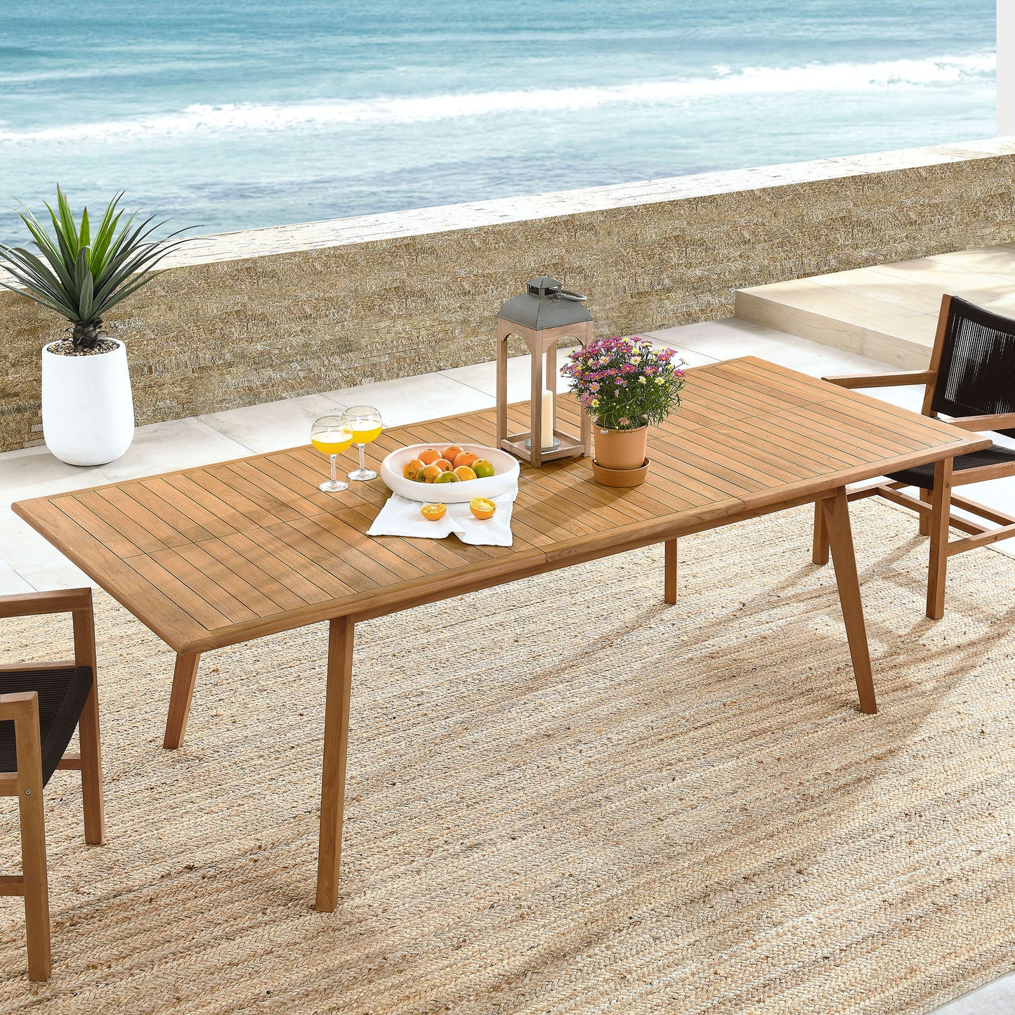 Vienna Outdoor Patio Teak Wood Extendable Dining Table by Furniture For America