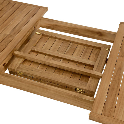 Vienna Outdoor Patio Teak Wood Extendable Dining Table by Furniture For America