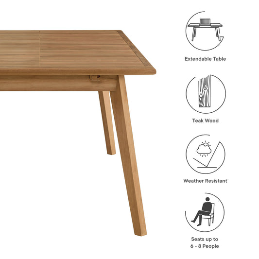 Vienna Outdoor Patio Teak Wood Extendable Dining Table by Furniture For America
