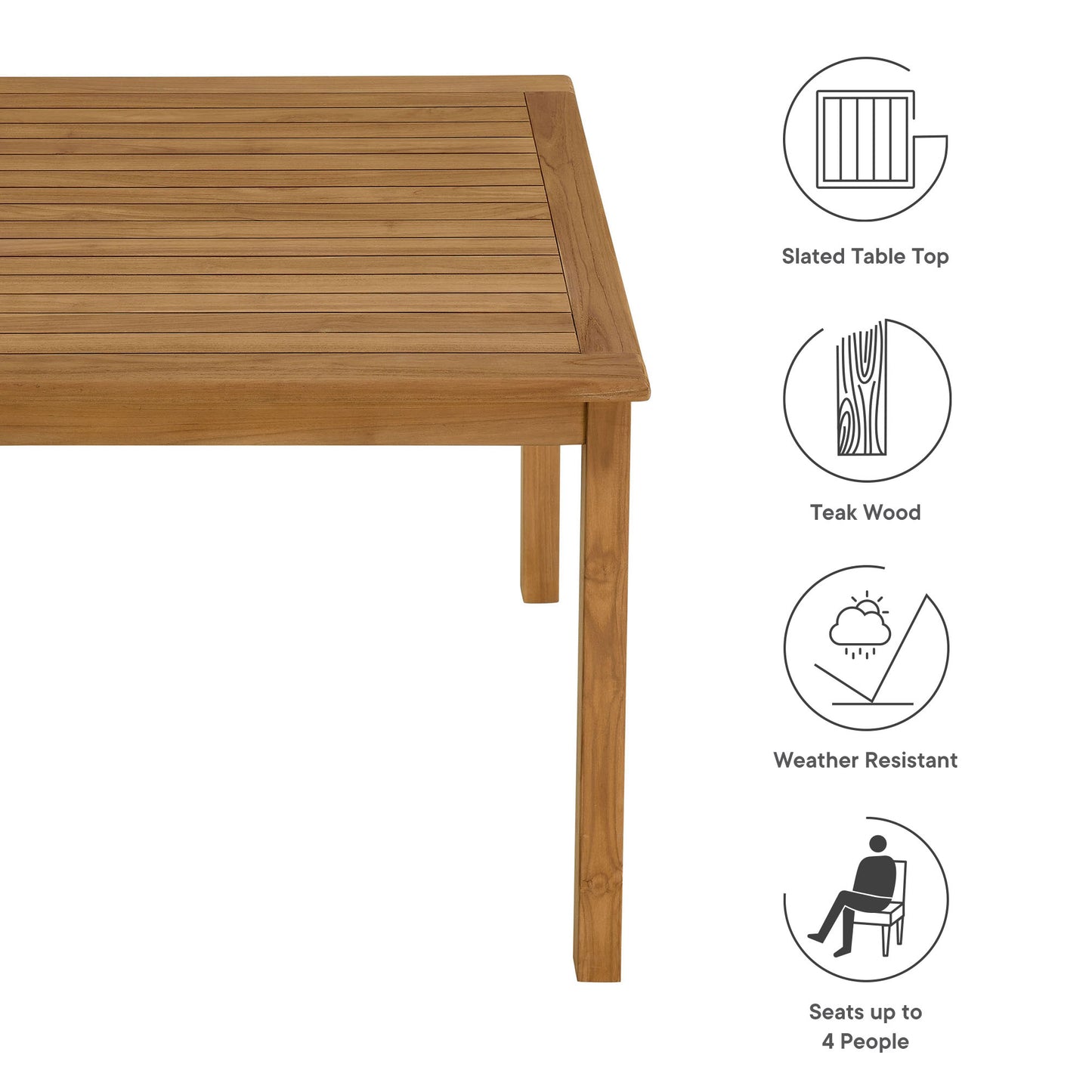 Vienna 34" Square Outdoor Patio Teak Wood Dining Table by Furniture For America
