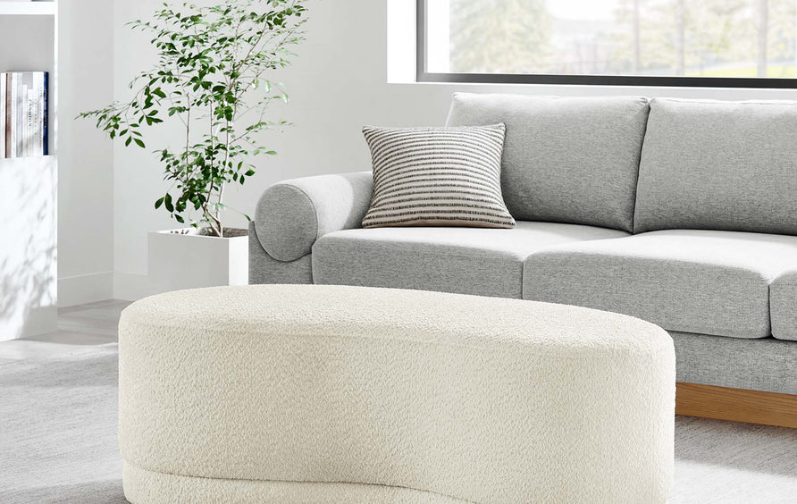 Alesund 48" Upholstered Ottoman Bench in Cream