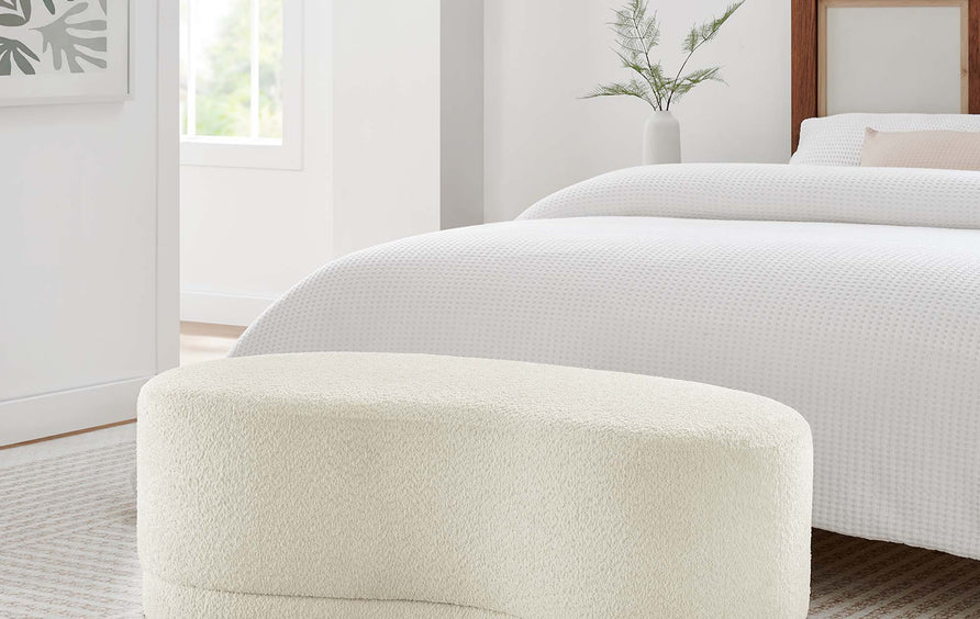 Alesund 48" Upholstered Ottoman Bench in Cream