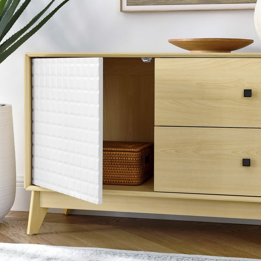 Maderuelo 43" Wood Grain Accent Cabinet in Natural White
