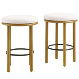 Cassius Boucle Fabric Counter Stools Set of 2 in Oak Ivory