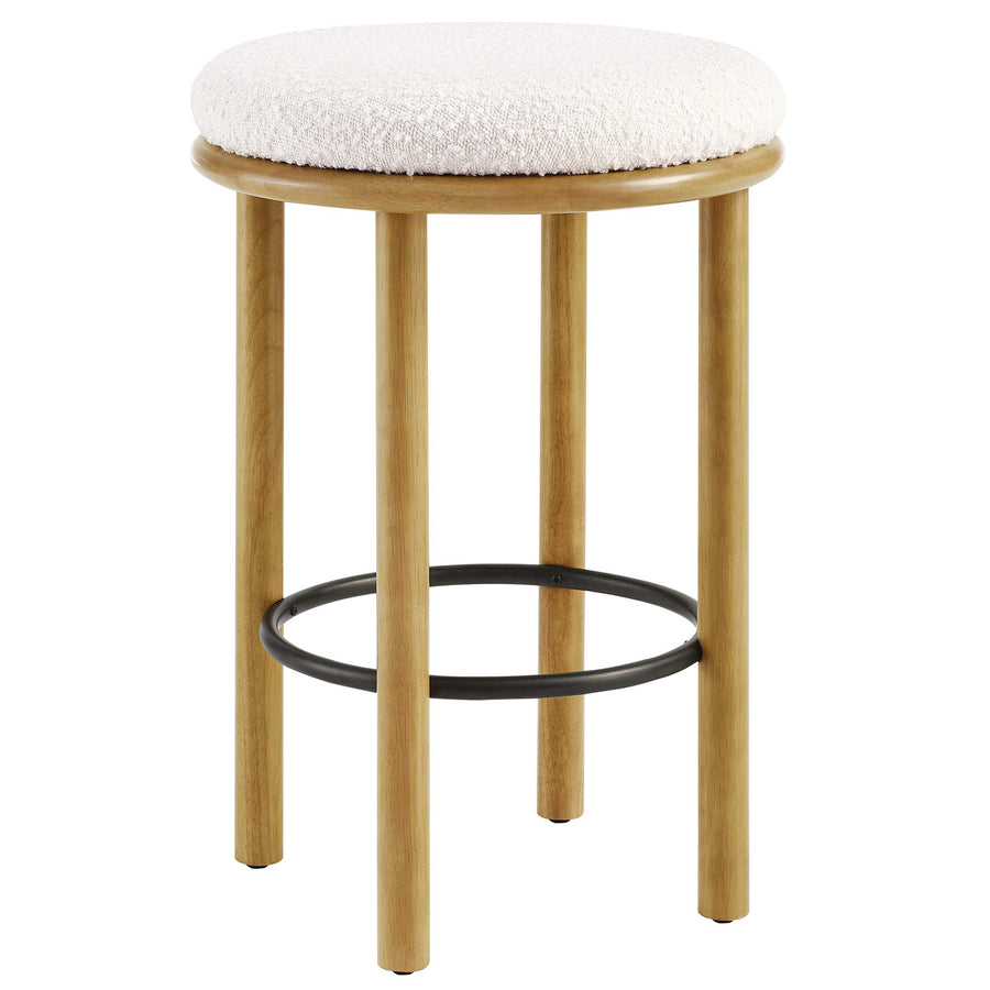 Cassius Boucle Fabric Counter Stools Set of 2 in Oak Ivory
