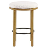 Cassius Boucle Fabric Counter Stools Set of 2 in Oak Ivory