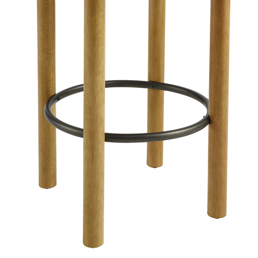 Cassius Boucle Fabric Counter Stools Set of 2 in Oak Ivory