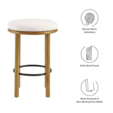 Cassius Boucle Fabric Counter Stools Set of 2 in Oak Ivory