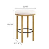 Cassius Boucle Fabric Counter Stools Set of 2 in Oak Ivory