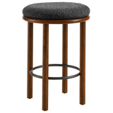 Cassius Boucle Fabric Counter Stools Set of 2 in Walnut Charcoal