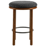 Cassius Boucle Fabric Counter Stools Set of 2 in Walnut Charcoal