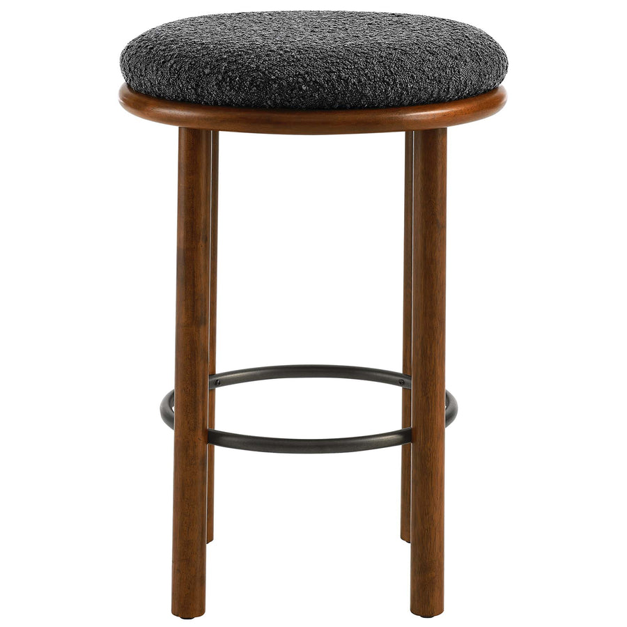 Cassius Boucle Fabric Counter Stools Set of 2 in Walnut Charcoal