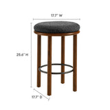 Cassius Boucle Fabric Counter Stools Set of 2 in Walnut Charcoal