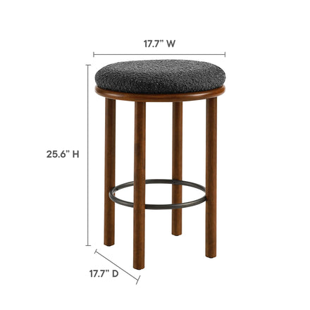 Fable Boucle Fabric Counter Stools Set of 2 in Walnut Charcoal