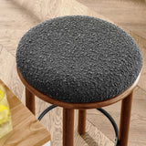 Cassius Boucle Fabric Counter Stools Set of 2 in Walnut Charcoal