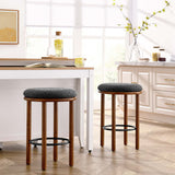 Cassius Boucle Fabric Counter Stools Set of 2 in Walnut Charcoal