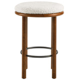 Cassius Boucle Fabric Counter Stools Set of 2 in Walnut Ivory