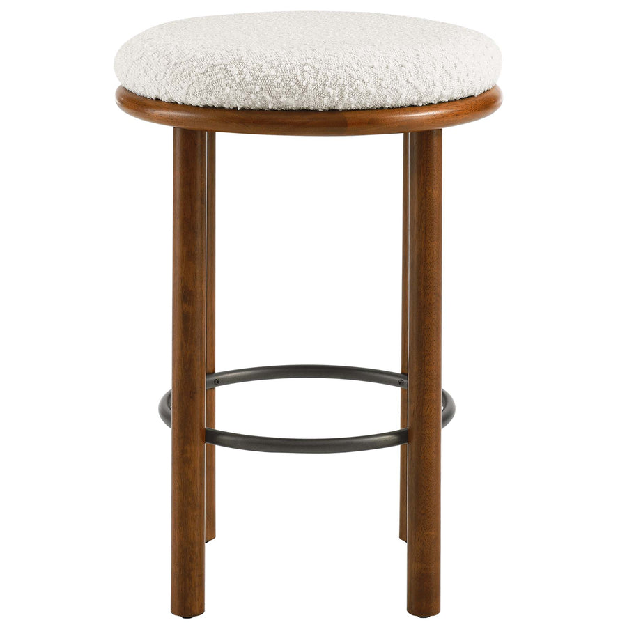 Cassius Boucle Fabric Counter Stools Set of 2 in Walnut Ivory