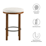 Cassius Boucle Fabric Counter Stools Set of 2 in Walnut Ivory