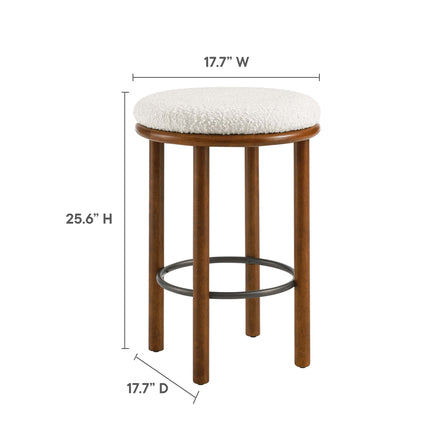 Fable Boucle Fabric Counter Stools Set of 2 in Walnut Ivory