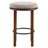 Cassius Boucle Fabric Counter Stools Set of 2 in Walnut Taupe