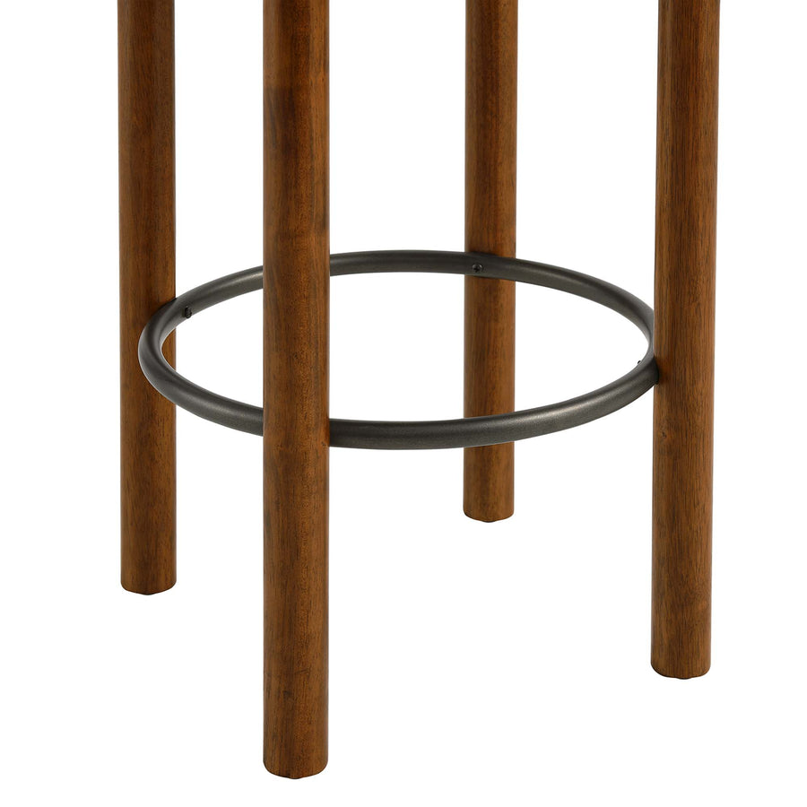 Cassius Boucle Fabric Counter Stools Set of 2 in Walnut Taupe